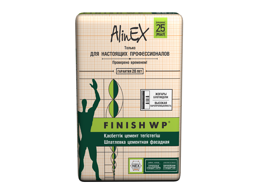ЦЕМЕНТНАЯ ШПАТЛЕВКА «АlinEX FINISH WP» — фото упаковки AlinEX