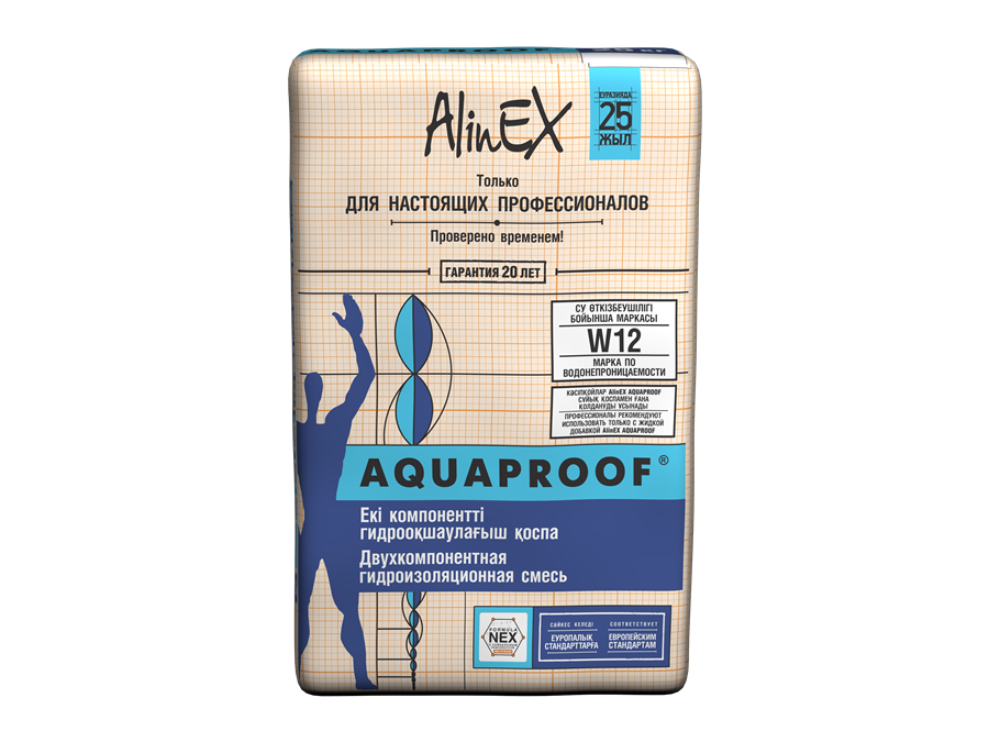Гидроизоляционная смесь «AlinEX Aquaproof» — фото упаковки AlinEX